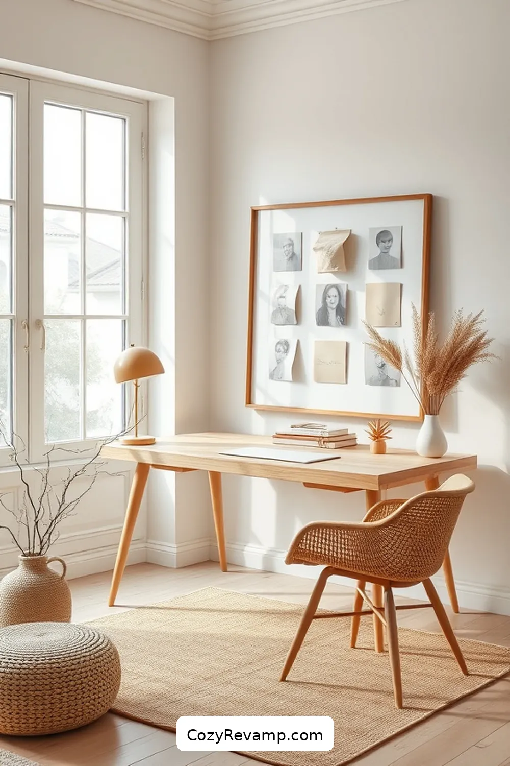 Wooden Picture Frames for 23 Essential Elements of a Scandinavian Home Office Featuring Natural Fibers