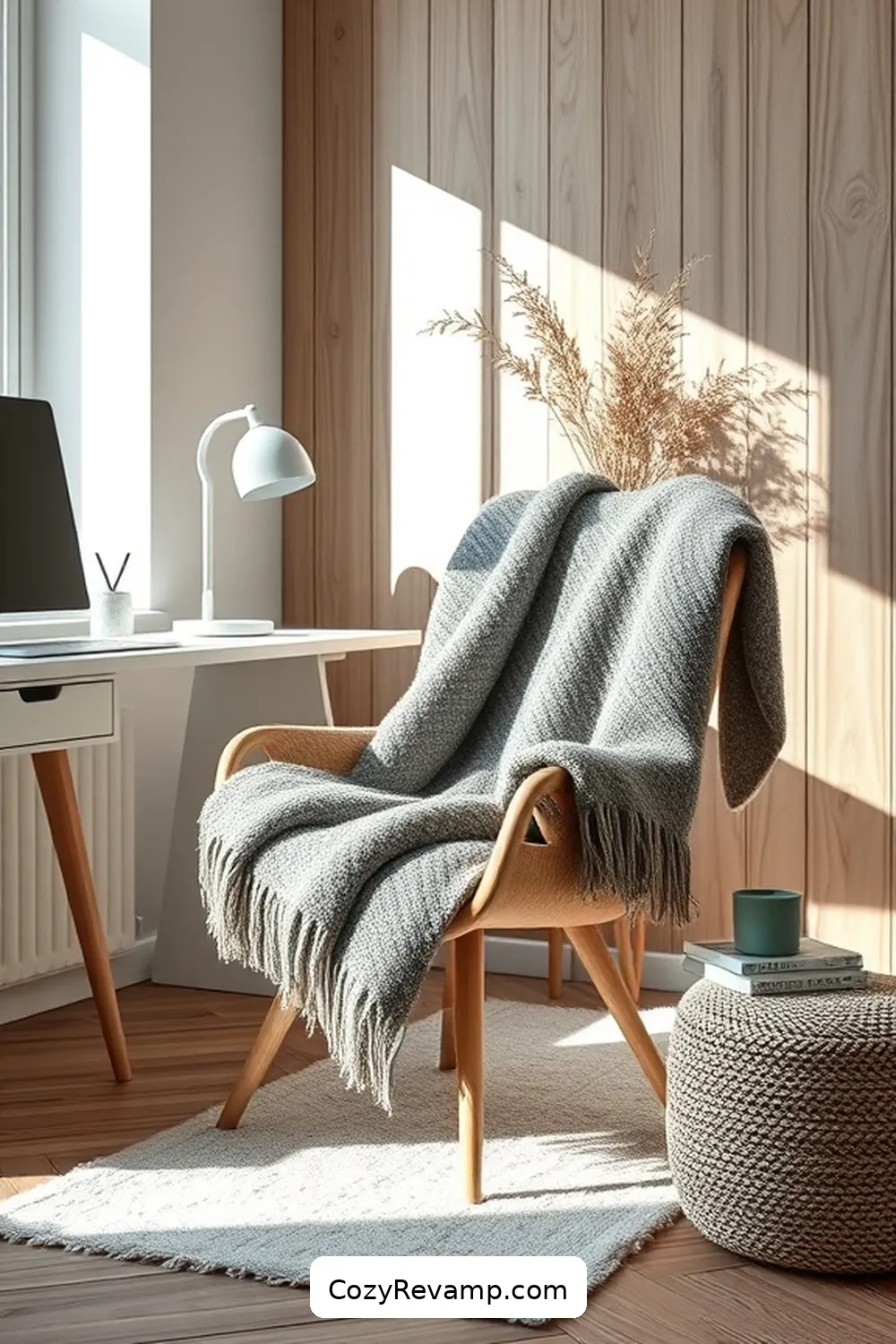 Wool Blended Blanket for 23 Essential Elements of a Scandinavian Home Office Featuring Natural Fibers