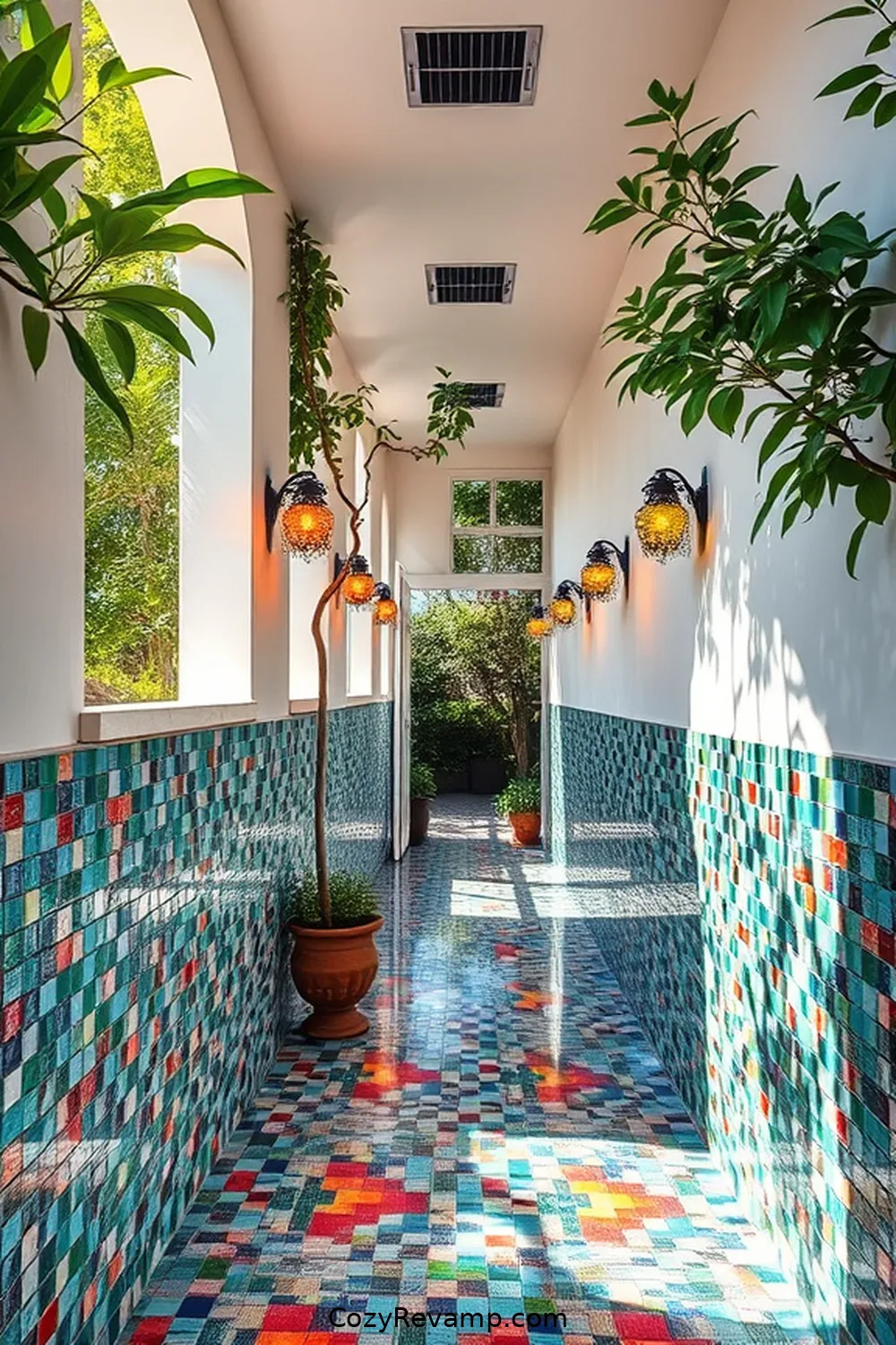 Mosaic Tiles for 23 Essential Materials for Coastal Hallways With Solar-Powered Lights