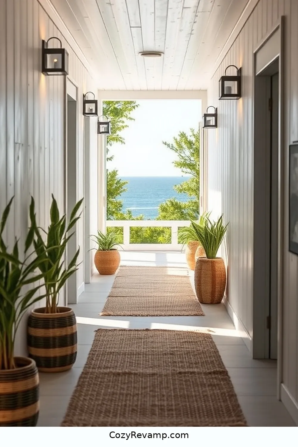 Whitewashed Finishes for 23 Essential Materials for Coastal Hallways With Solar-Powered Lights