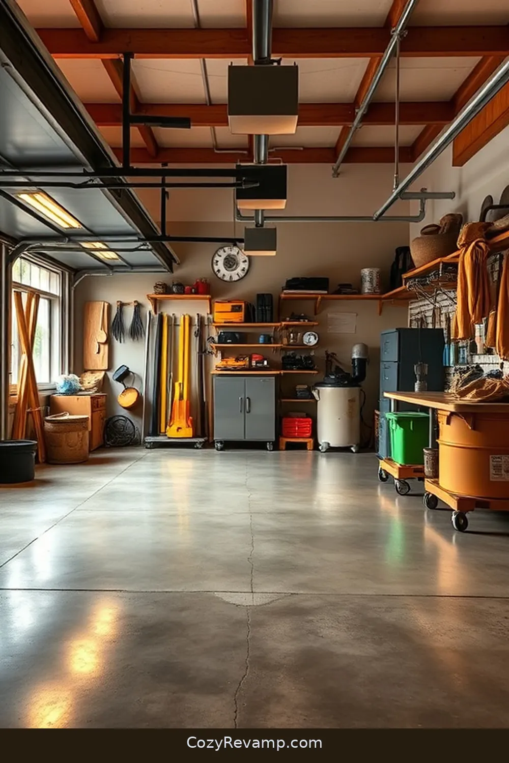 Concrete Flooring for 23 Essential Materials for a Modern Farmhouse Garage With Solar-Powered Lights