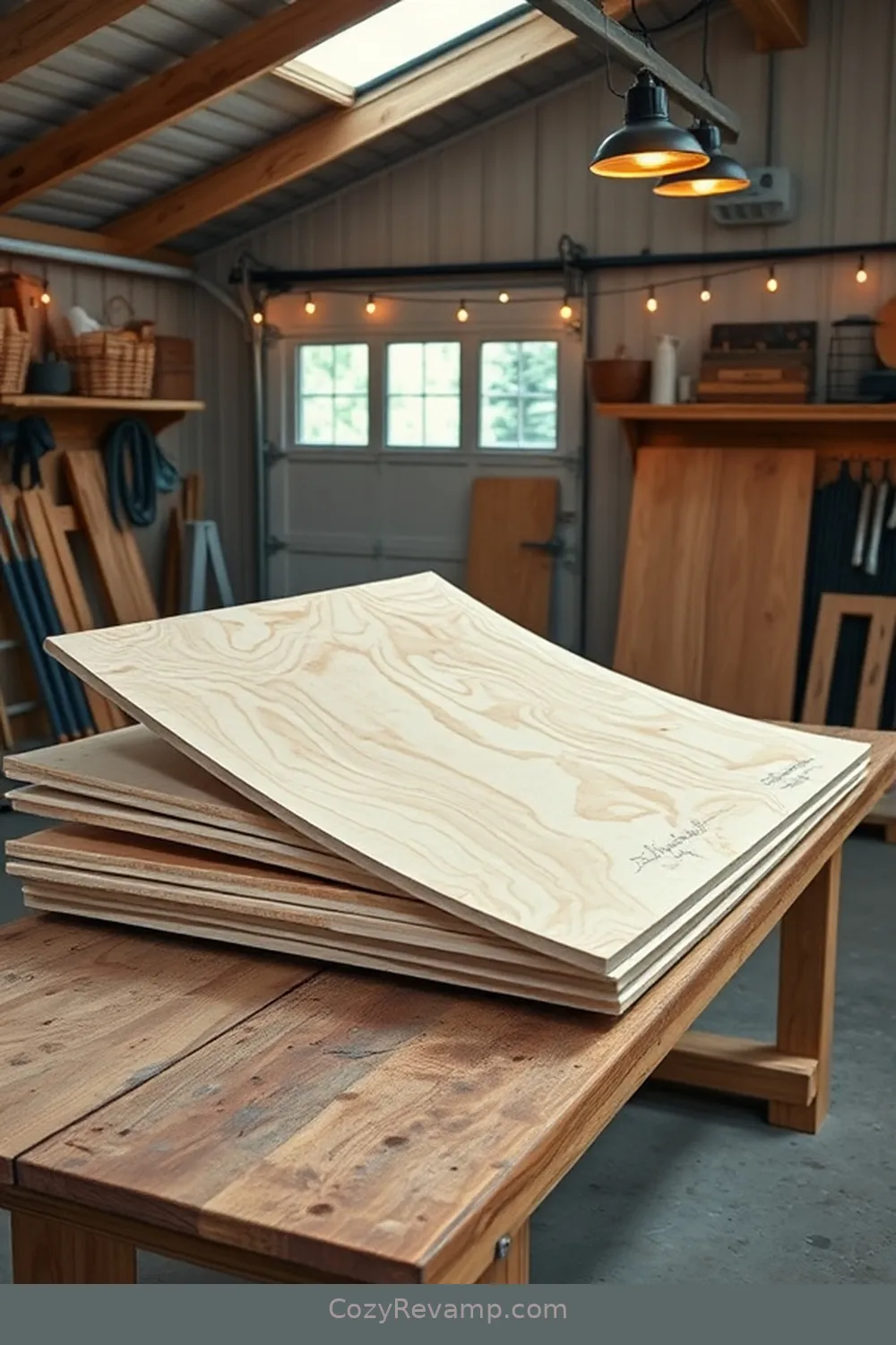 Plywood for 23 Essential Materials for a Modern Farmhouse Garage With Solar-Powered Lights