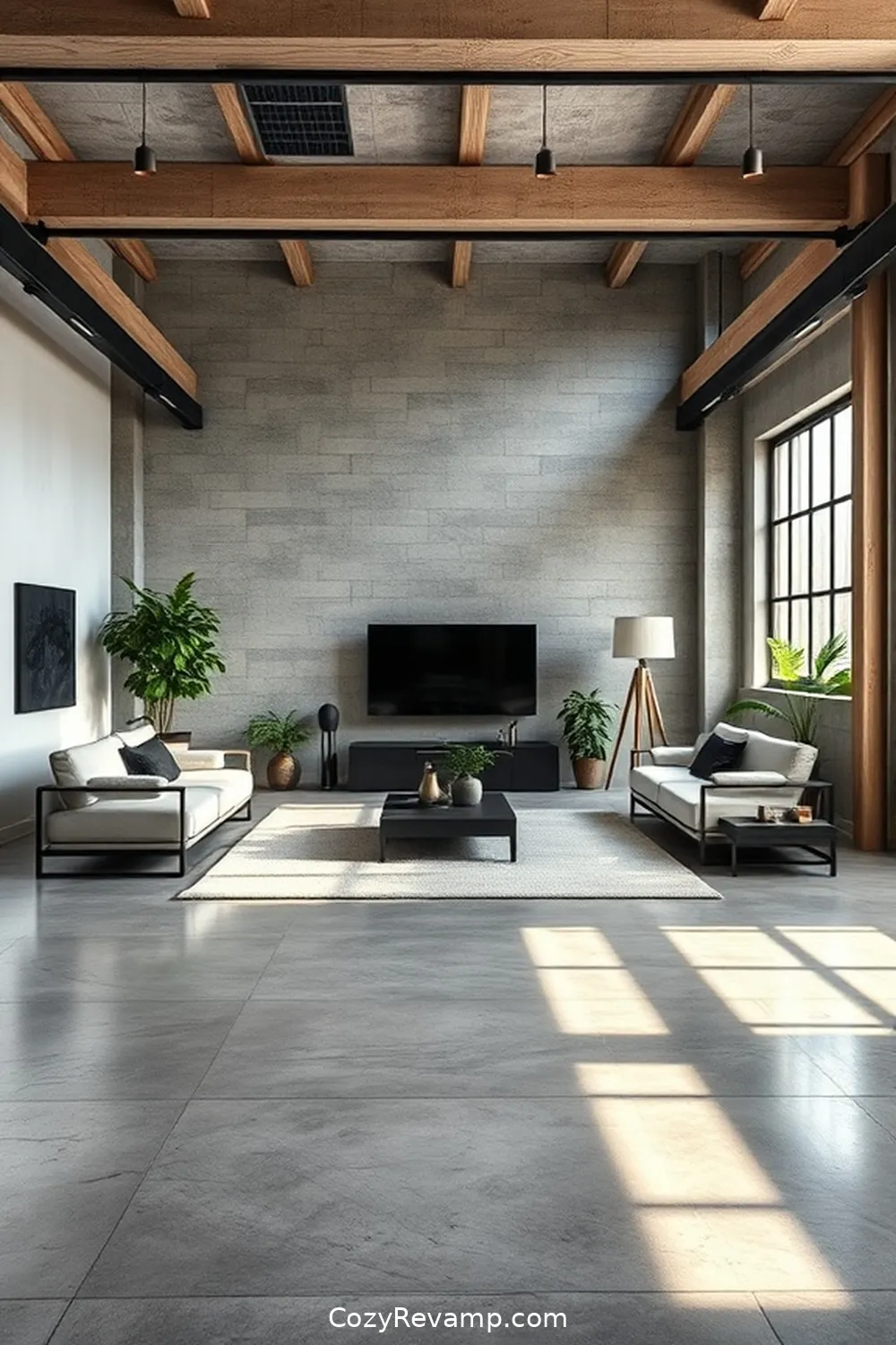 23 Essential Materials for an Industrial Living Room With Solar Powered Lights 5 Concrete Flooring for 23 Essential Materials for an Industrial Living Room With Solar Powered Lights