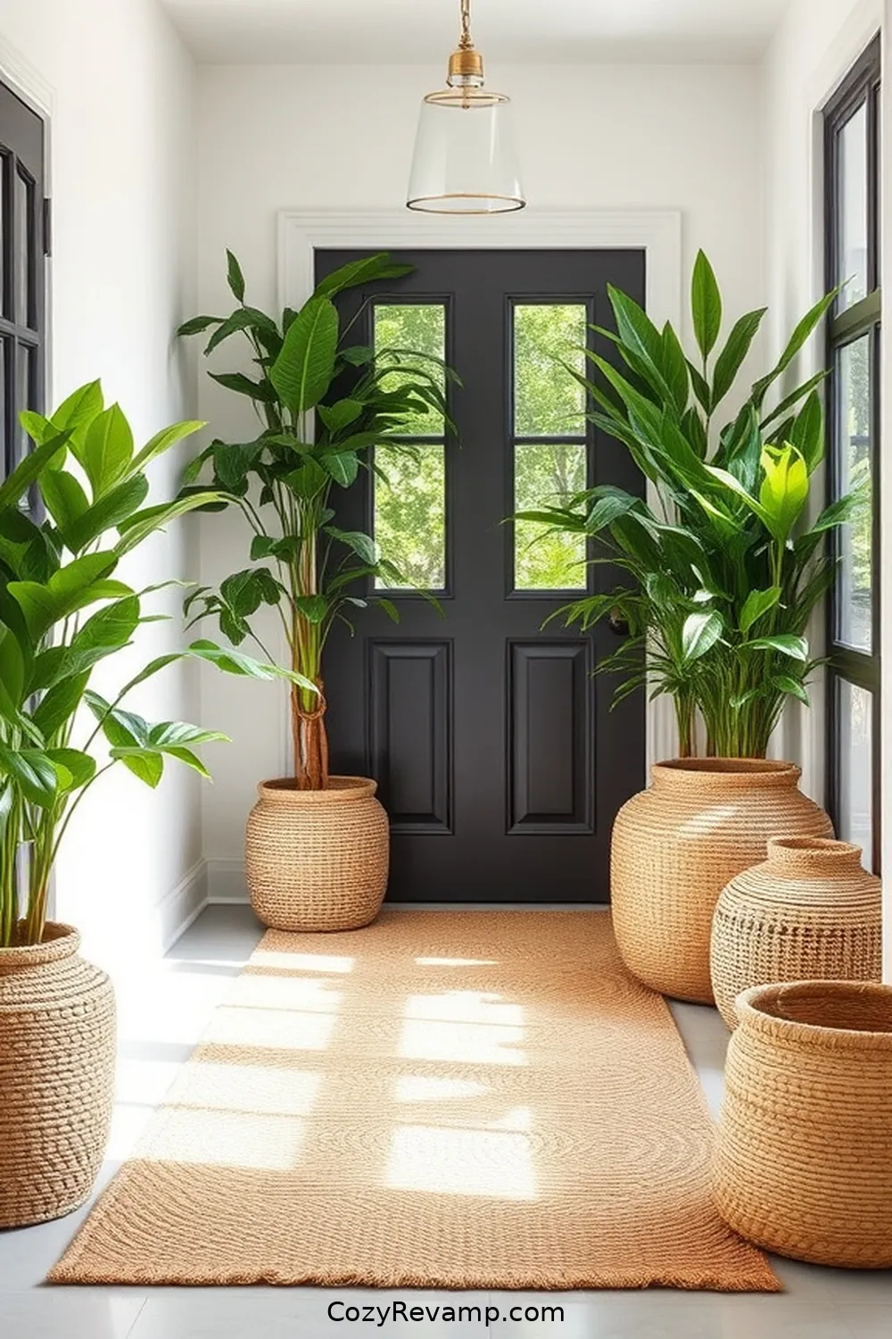 Add Greenery for a Touch of Nature for 23 Essential Tips for a Minimalist Entryway Featuring Natural Fibers