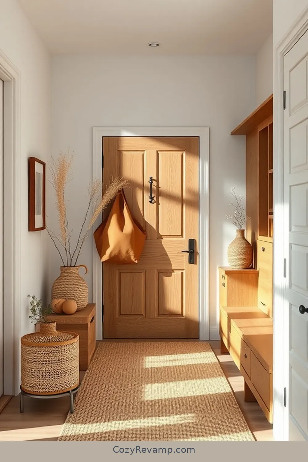 Choose Functional Furniture for 23 Essential Tips for a Minimalist Entryway Featuring Natural Fibers