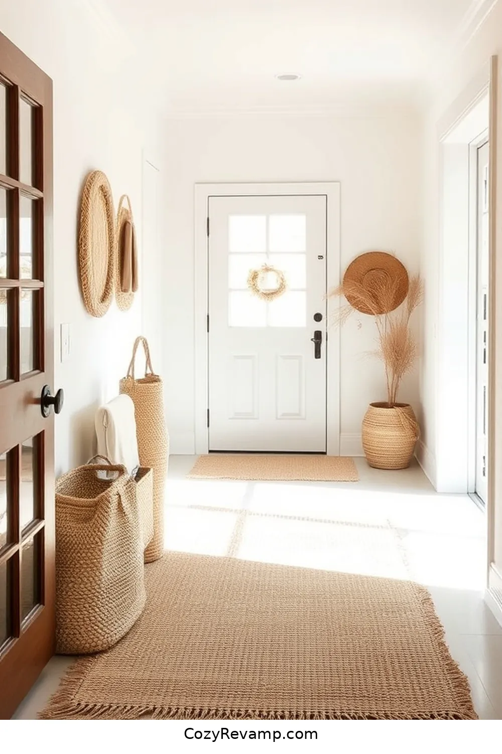 Embrace a Neutral Color Palette for 23 Essential Tips for a Minimalist Entryway Featuring Natural Fibers