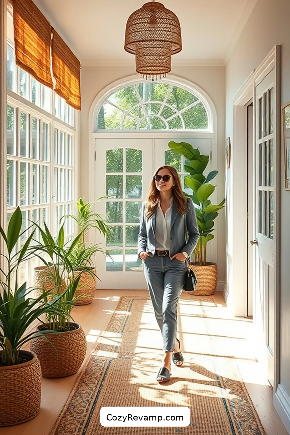 Incorporate Natural Lighting for 23 Essential Tips for a Minimalist Entryway Featuring Natural Fibers