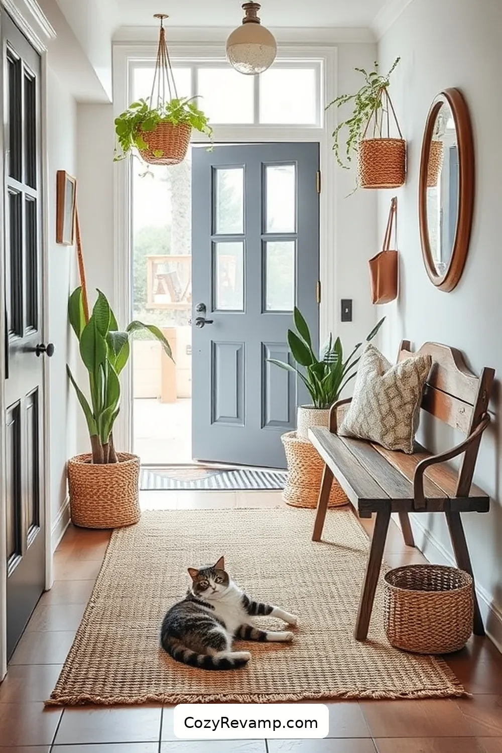 Incorporate Sustainable Materials for 23 Essential Tips for a Minimalist Entryway Featuring Natural Fibers