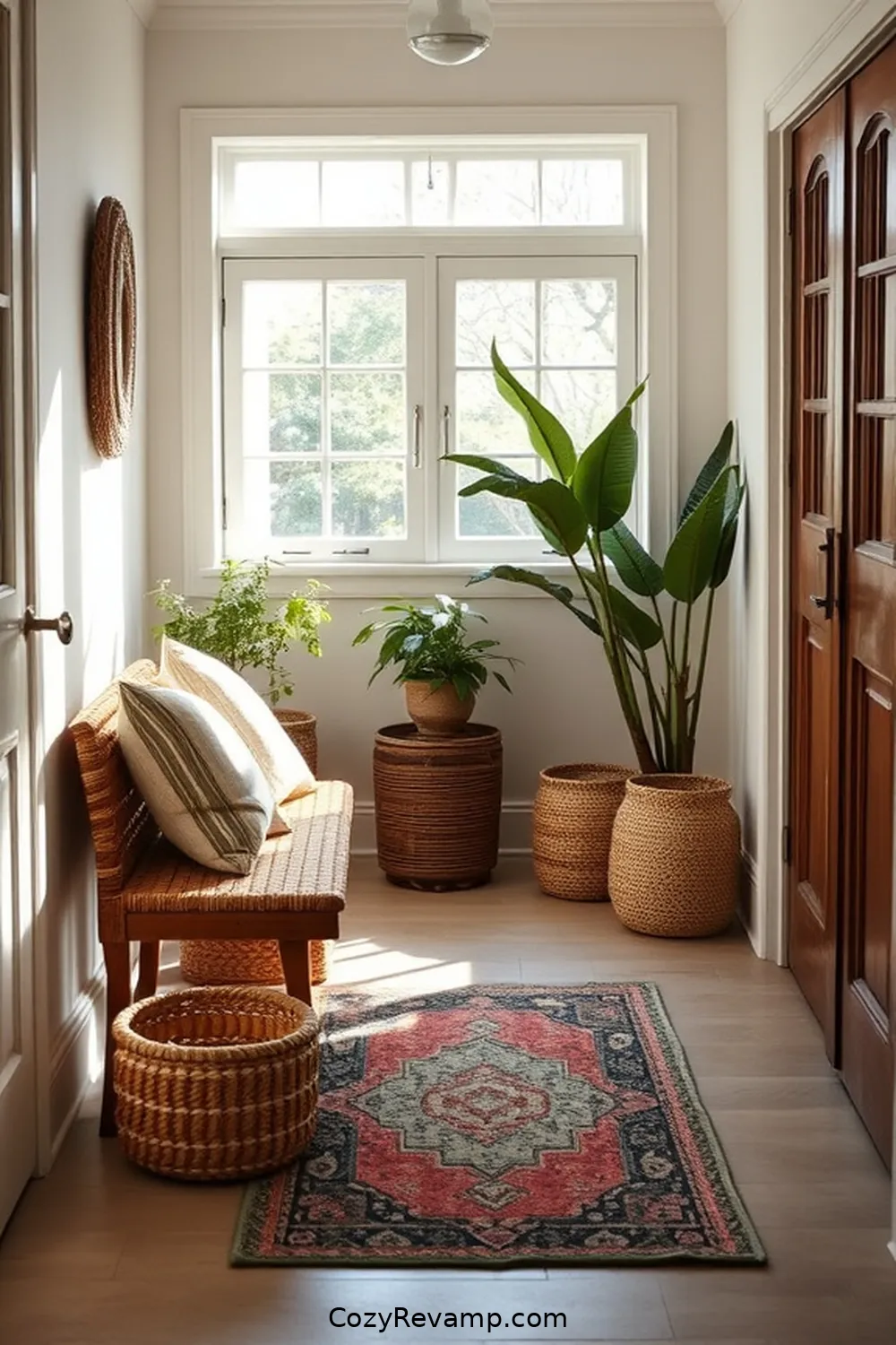 Keep Surfaces Clutter-Free for 23 Essential Tips for a Minimalist Entryway Featuring Natural Fibers