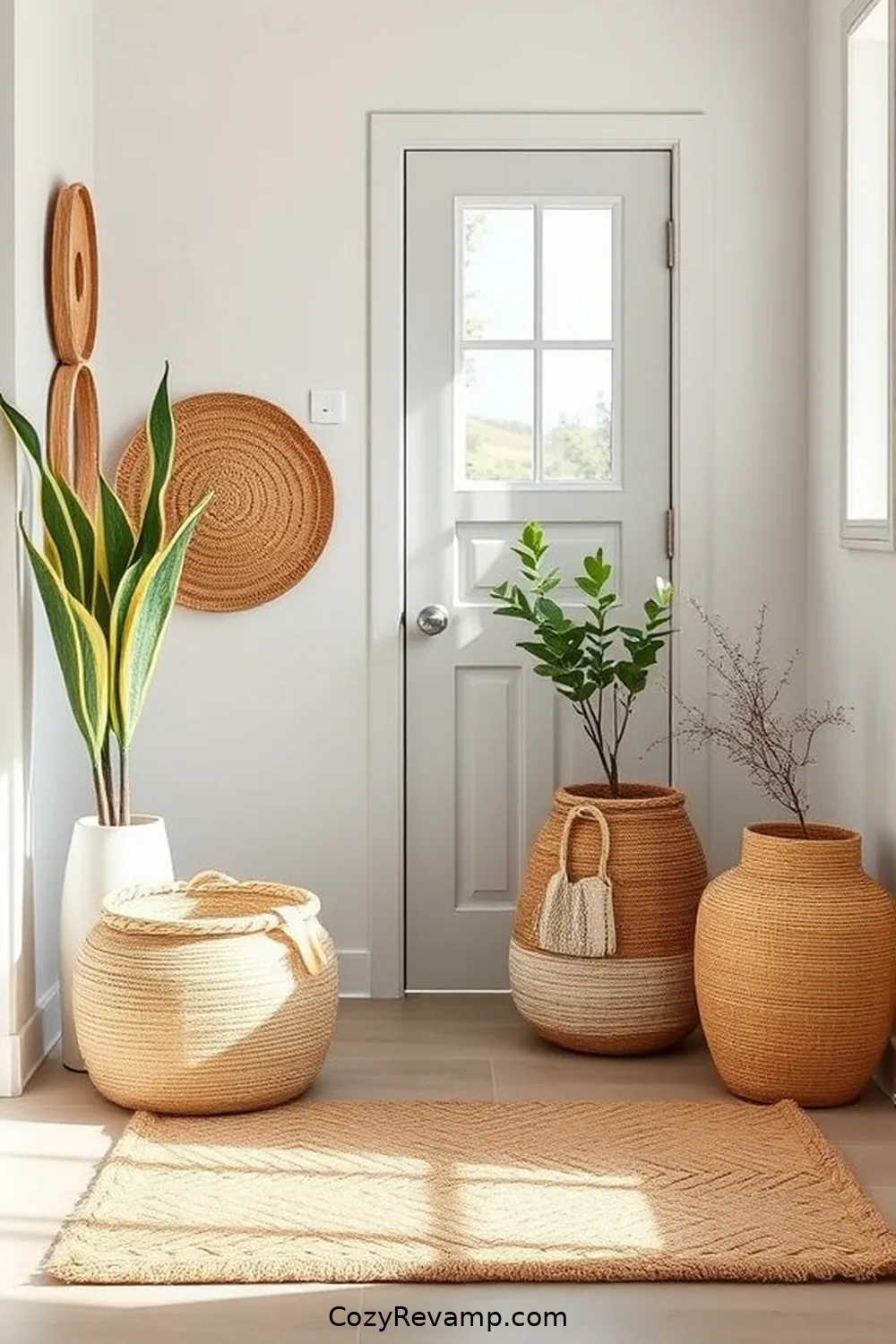 Select Durable Materials for 23 Essential Tips for a Minimalist Entryway Featuring Natural Fibers