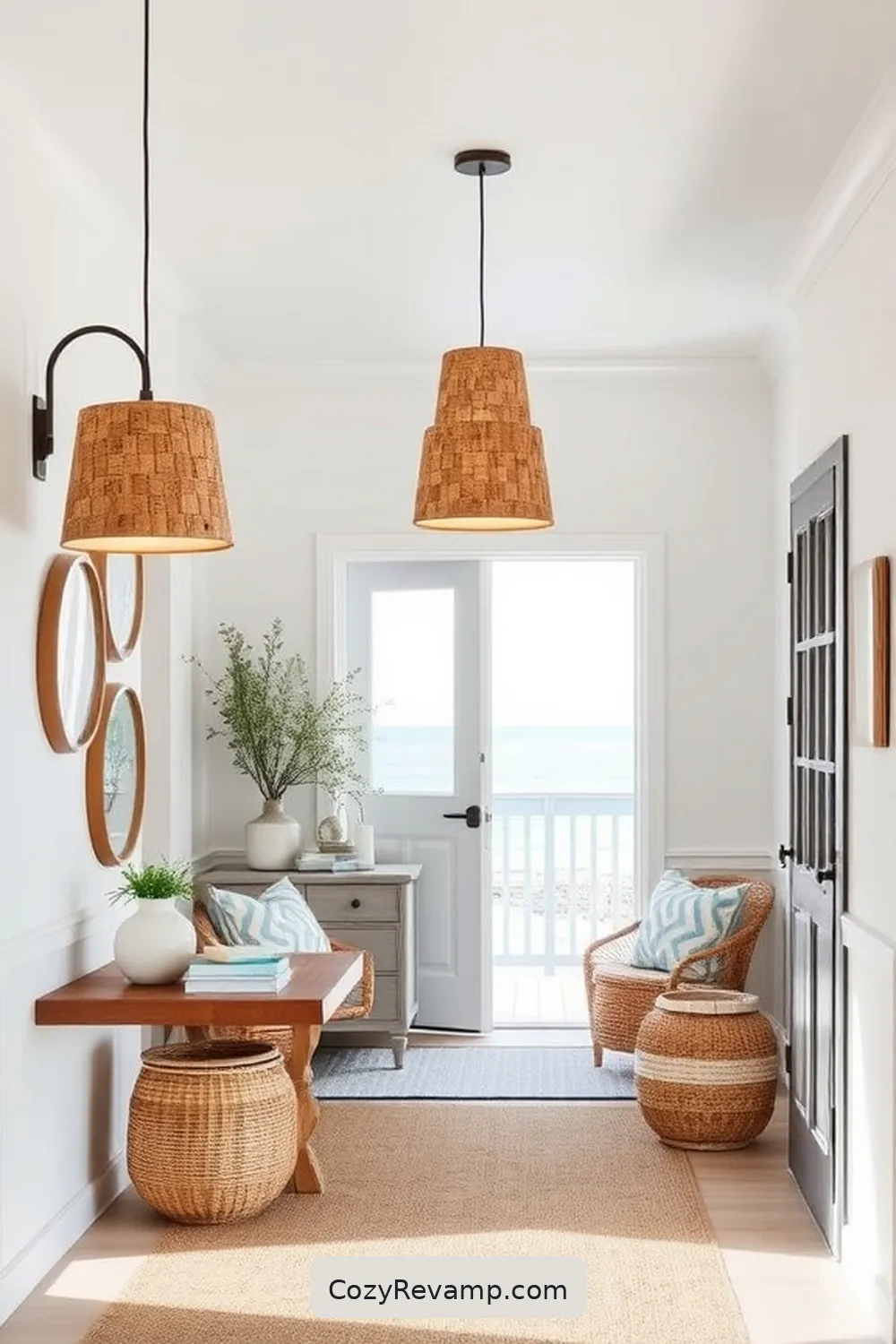 23 Ideas for a Coastal Entryway With Cork Material 6 Cork Accented Lighting Fixtures for 23 Ideas for a Coastal Entryway With Cork Material
