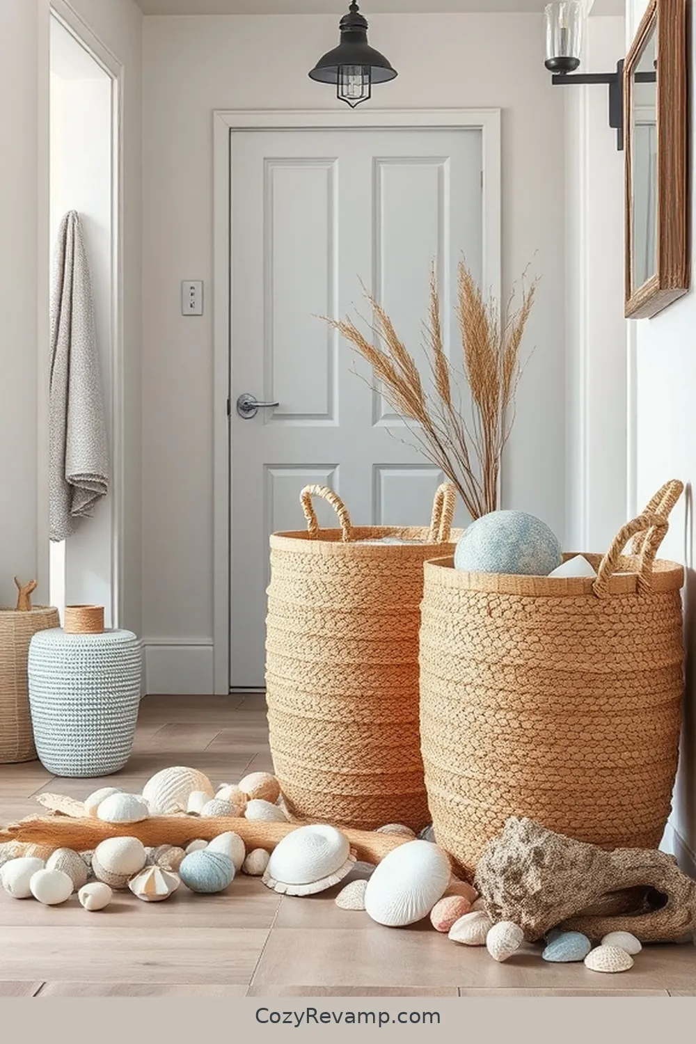 23 Ideas for a Coastal Entryway With Cork Material 18 Cork Baskets for Storage for 23 Ideas for a Coastal Entryway With Cork Material