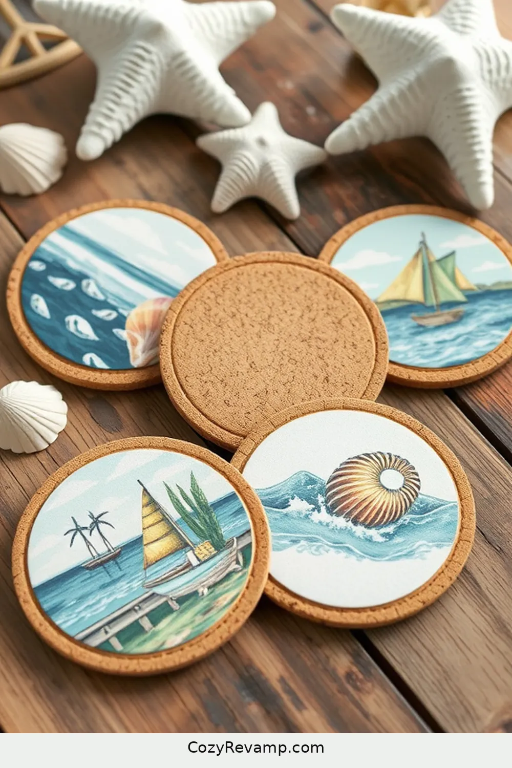 23 Ideas for a Coastal Entryway With Cork Material 20 Cork Coasters With Coastal Prints for 23 Ideas for a Coastal Entryway With Cork Material