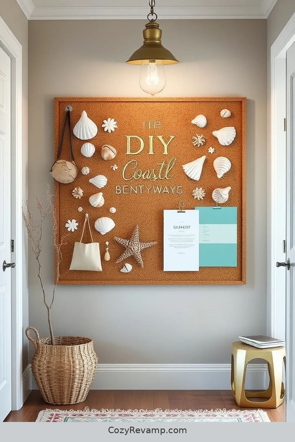 23 Ideas for a Coastal Entryway With Cork Material 5 DIY Cork Bulletin Board for 23 Ideas for a Coastal Entryway With Cork Material