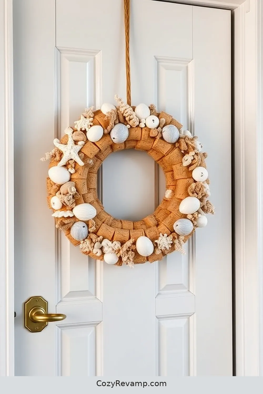 23 Ideas for a Coastal Entryway With Cork Material 11 Upcycled Cork Door Wreaths for 23 Ideas for a Coastal Entryway With Cork Material
