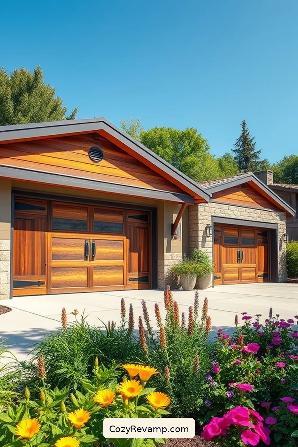 23 Inspiring Mid-Century Modern Garages Featuring Recycled Wood 17 Artistic Garage Door Designs for 23 Inspiring Mid-Century Modern Garages Featuring Recycled Wood