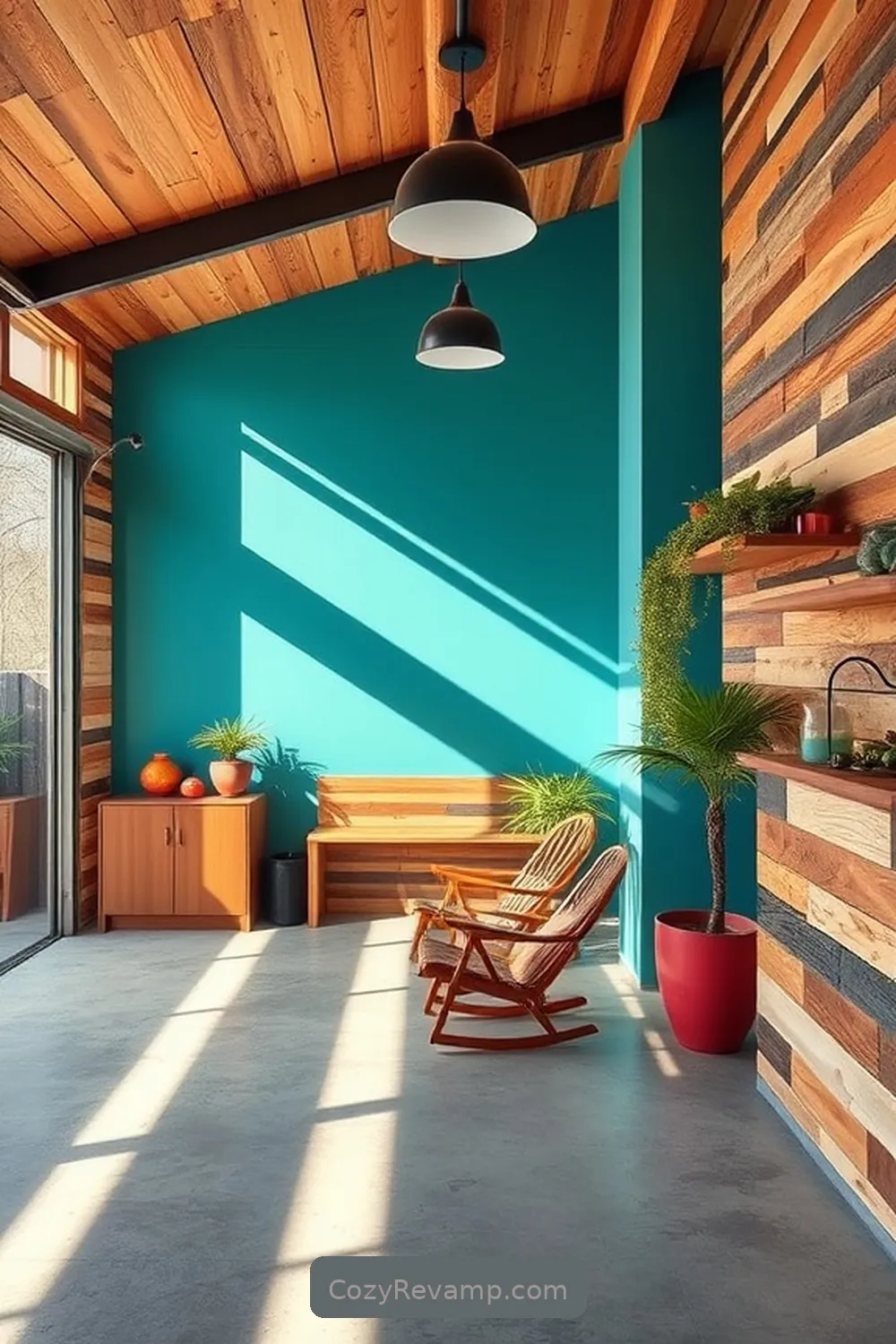 23 Inspiring Mid-Century Modern Garages Featuring Recycled Wood 10 Bold Color Accents in Recycled Wood for 23 Inspiring Mid-Century Modern Garages Featuring Recycled Wood