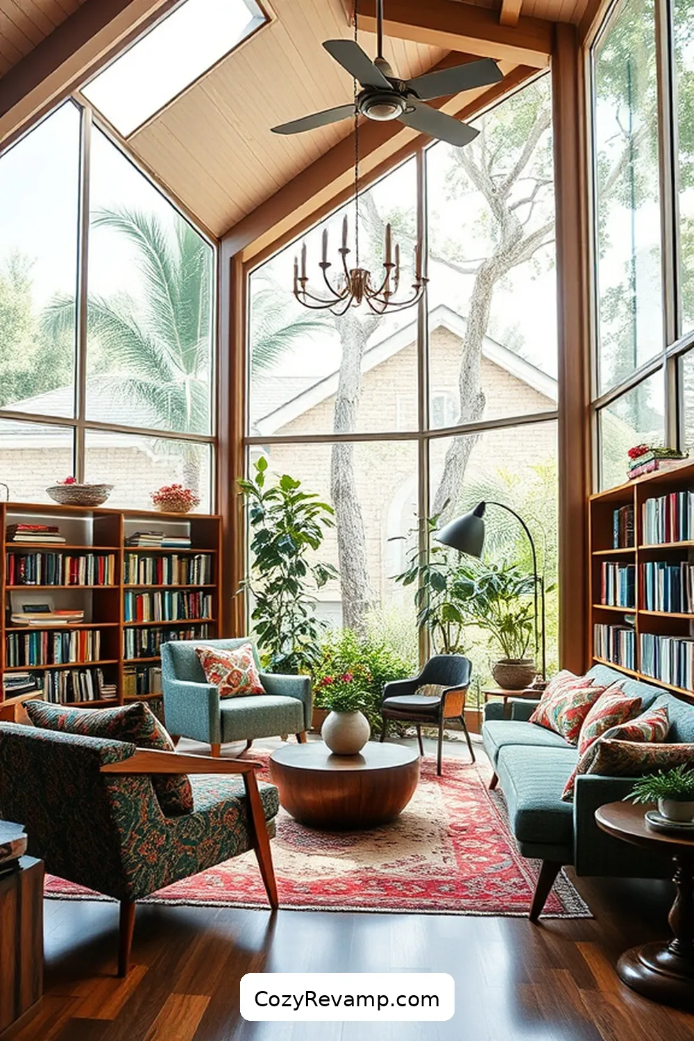 23 Inspiring Mid-Century Modern Libraries With Upcycled Fabric 13 The Artistic Library in San Diego for 23 Inspiring Mid-Century Modern Libraries With Upcycled Fabric