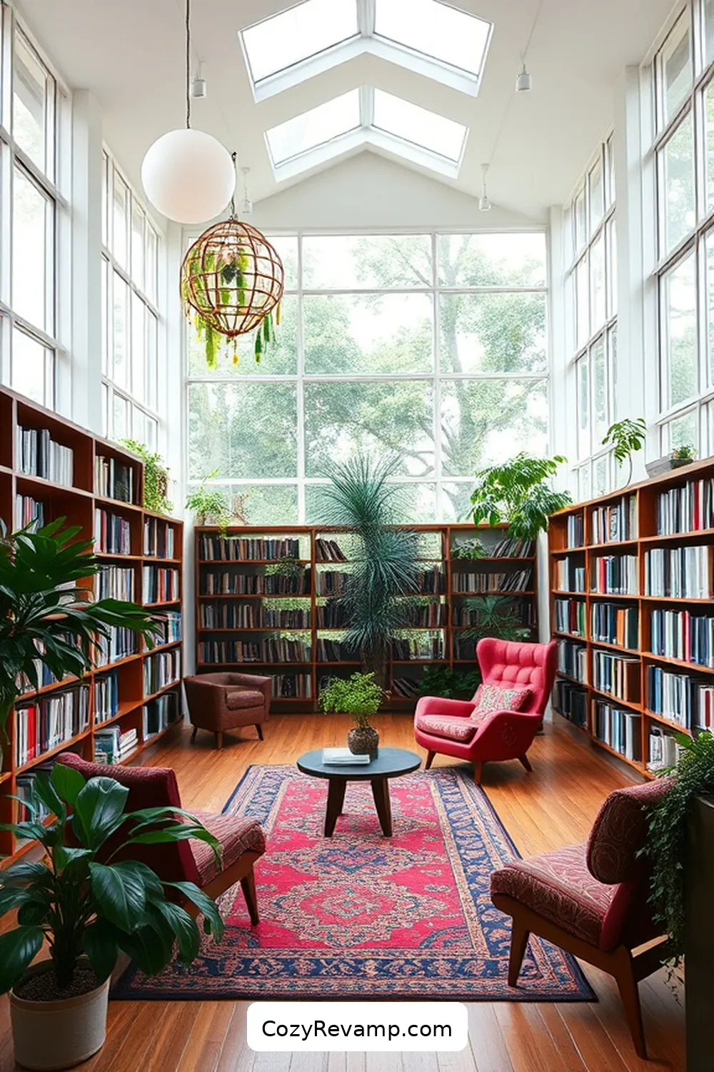 23 Inspiring Mid-Century Modern Libraries With Upcycled Fabric 6 The Bright and Airy Library in Portland for 23 Inspiring Mid-Century Modern Libraries With Upcycled Fabric