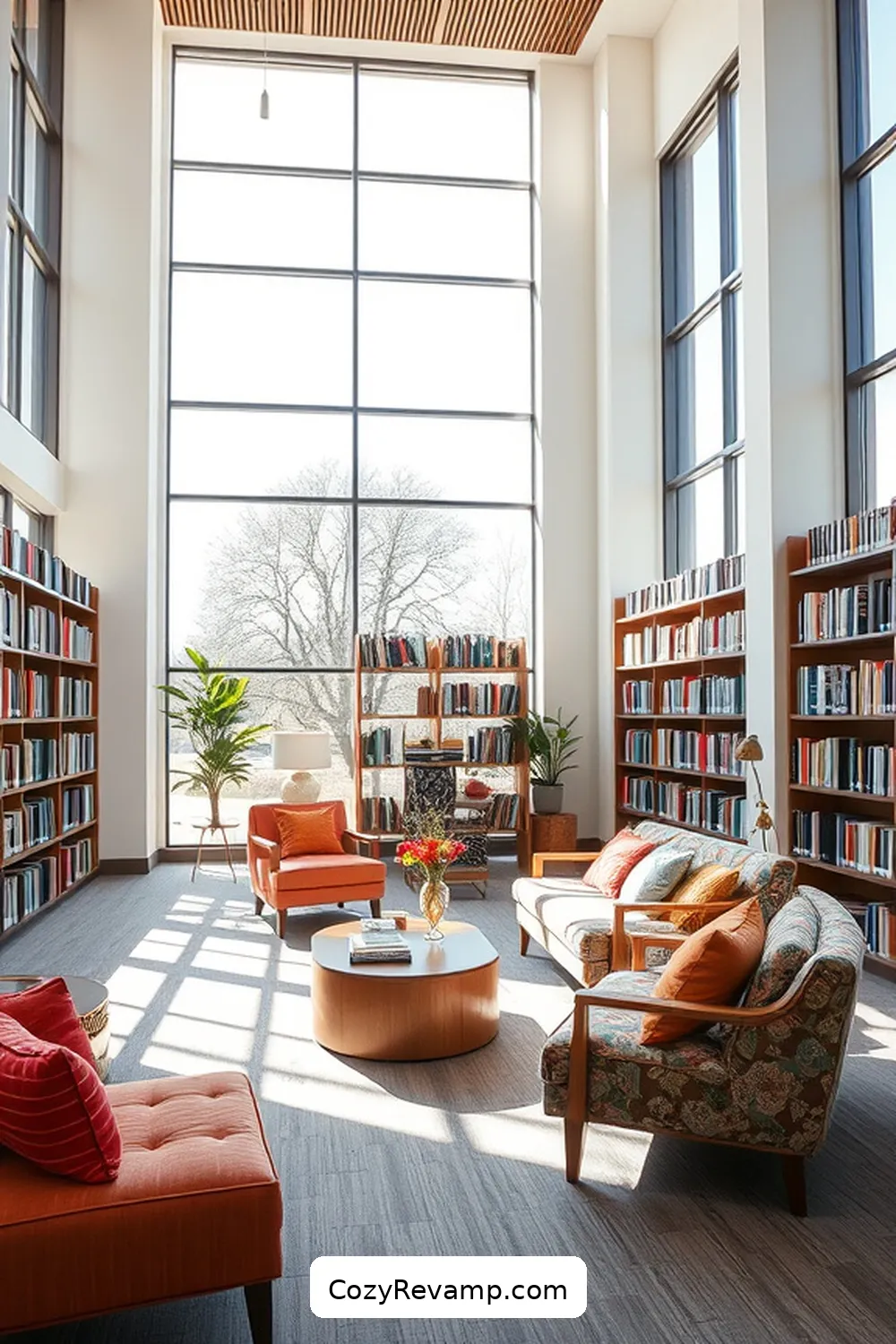 23 Inspiring Mid-Century Modern Libraries With Upcycled Fabric 9 The Minimalist Library in Denver for 23 Inspiring Mid-Century Modern Libraries With Upcycled Fabric