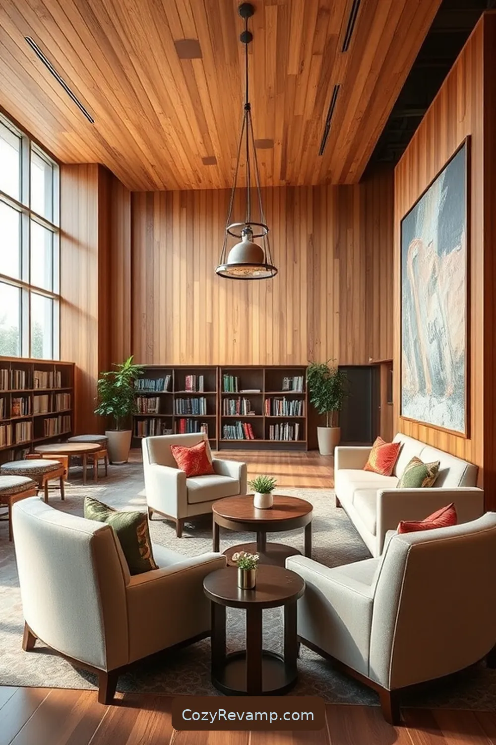 23 Inspiring Mid-Century Modern Libraries With Upcycled Fabric 22 The Serene Library in Charlotte for 23 Inspiring Mid-Century Modern Libraries With Upcycled Fabric