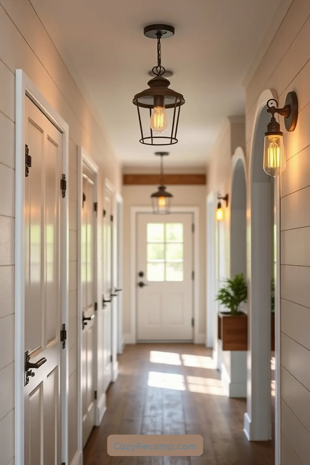 Adding Rustic Hardware for 23 Key Elements for a Modern Farmhouse Hallway With Solar Powered Lights