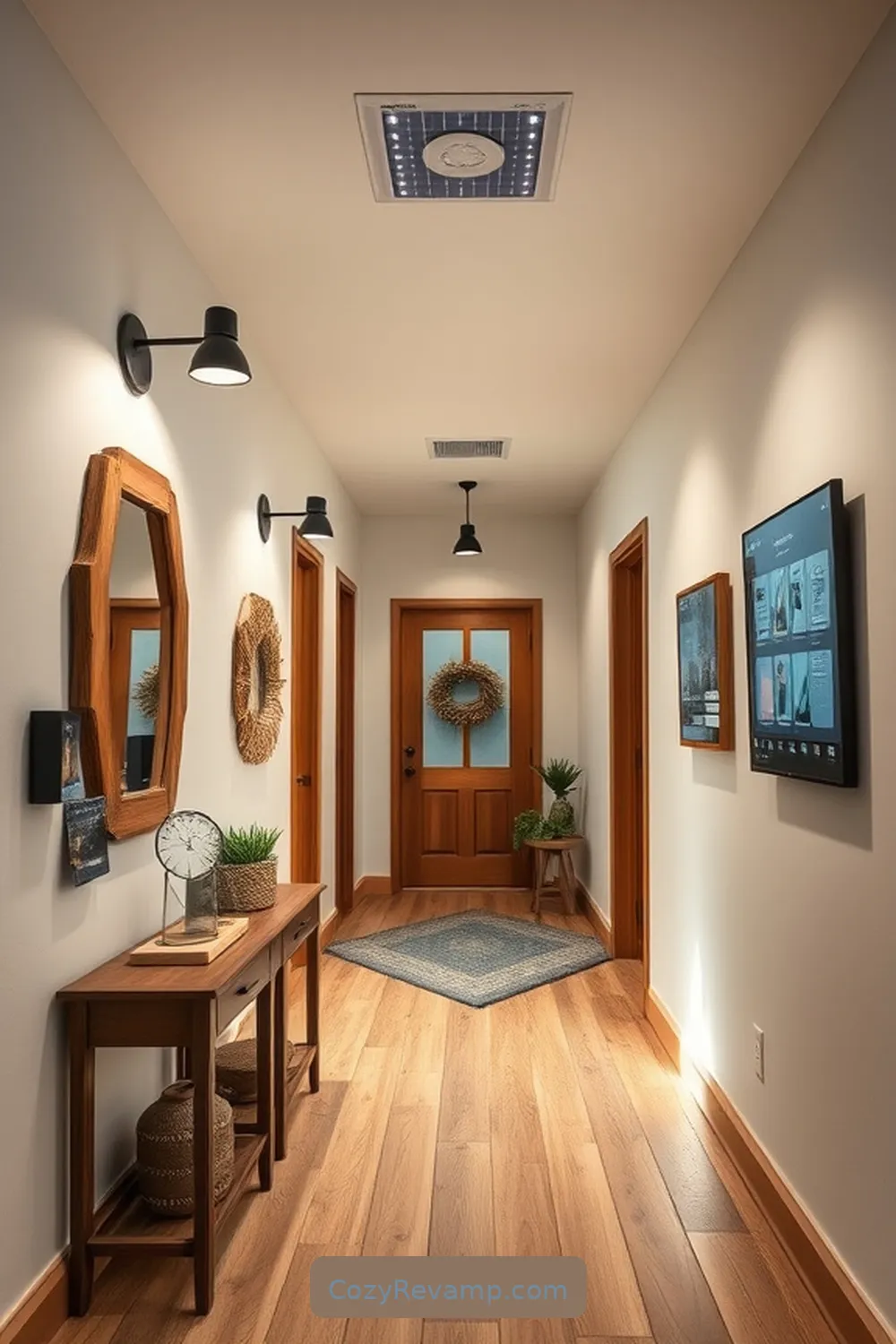 Implementing Smart Home Technology for 23 Key Elements for a Modern Farmhouse Hallway With Solar Powered Lights