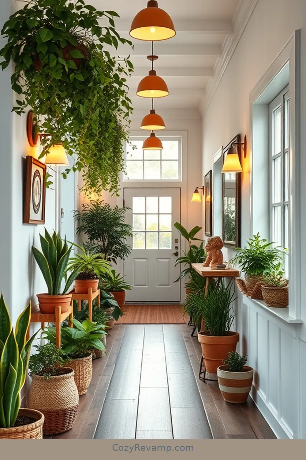 Incorporating Indoor Plants for 23 Key Elements for a Modern Farmhouse Hallway With Solar Powered Lights