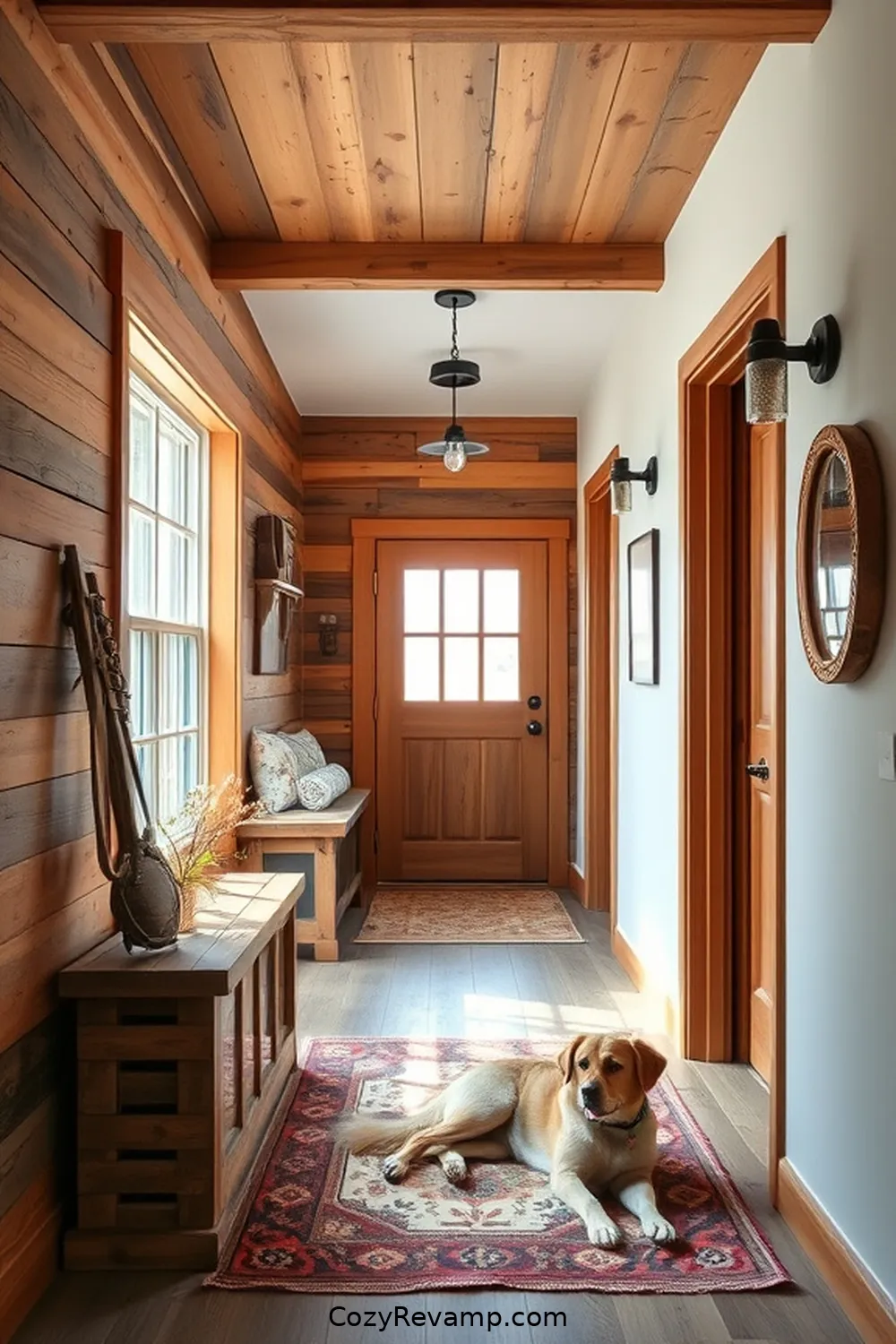 Incorporating Reclaimed Wood for 23 Key Elements for a Modern Farmhouse Hallway With Solar Powered Lights