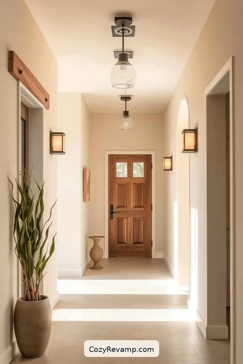 Opting for Neutral Color Palettes for 23 Key Elements for a Modern Farmhouse Hallway With Solar Powered Lights