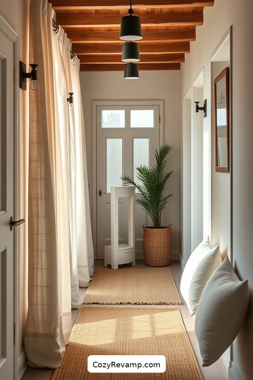 Utilizing Natural Fabrics for 23 Key Elements for a Modern Farmhouse Hallway With Solar Powered Lights