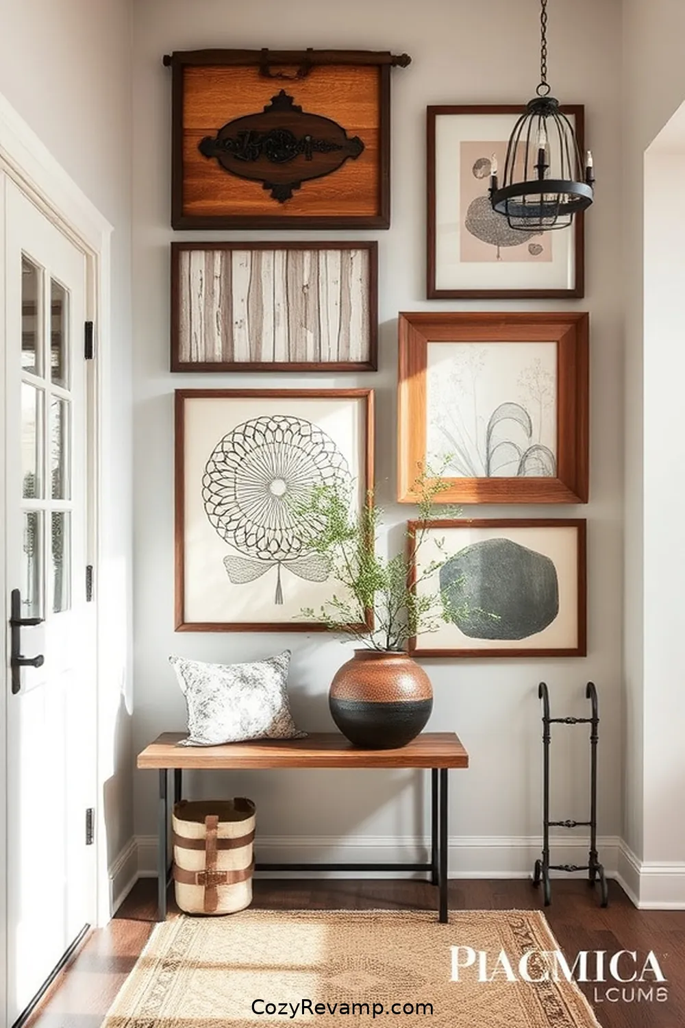 Layered Wall Art for 23 Key Elements of a Modern Farmhouse Entryway With Reclaimed Materials