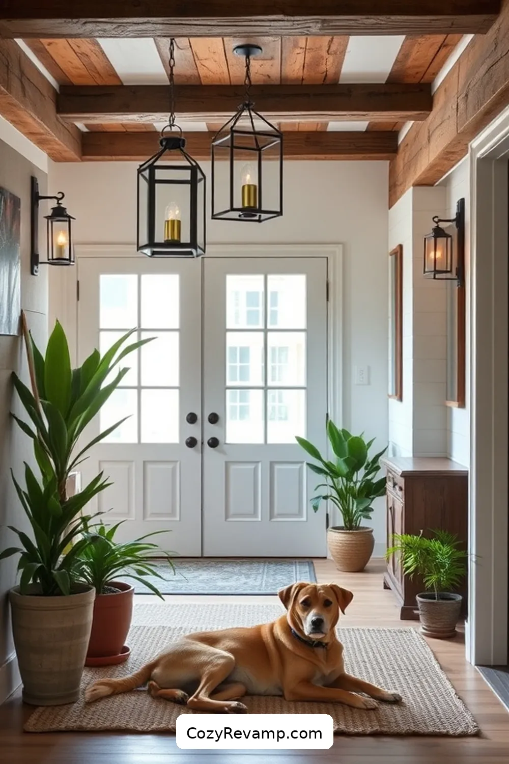 Old-Fashioned Lanterns for 23 Key Elements of a Modern Farmhouse Entryway With Reclaimed Materials
