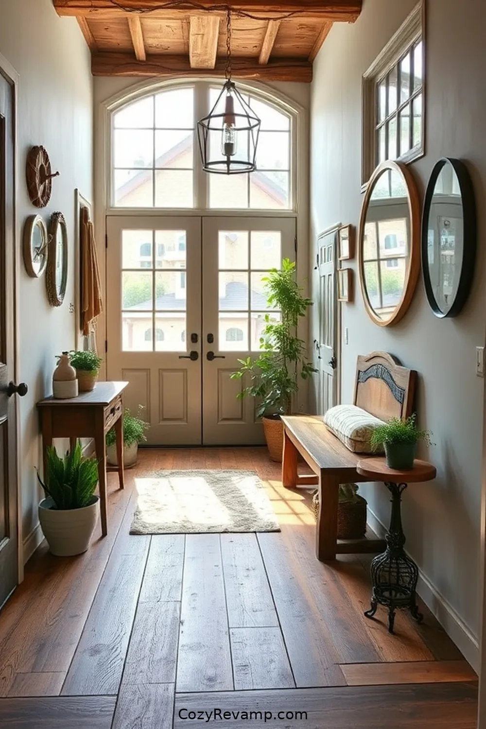 Reclaimed Wood Flooring for 23 Key Elements of a Modern Farmhouse Entryway With Reclaimed Materials
