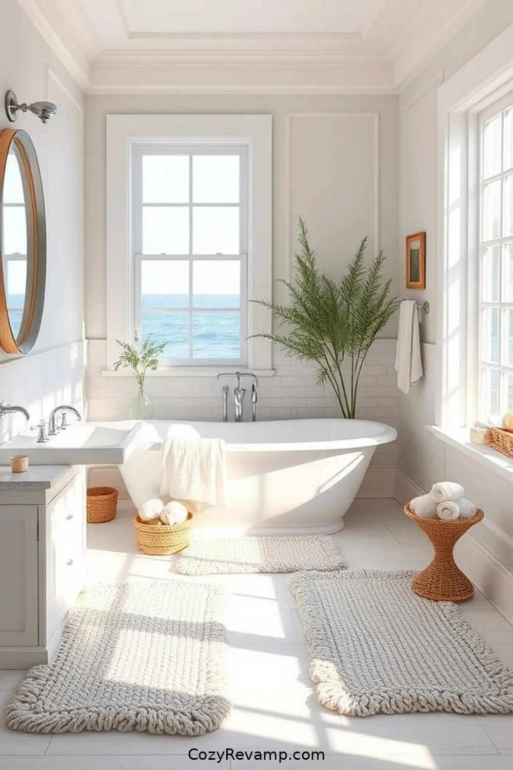 23 Stunning Coastal Bathroom Ideas Featuring Natural Fibers 17 Twisted Cotton Bath Mats for Comfort for 23 Stunning Coastal Bathroom Ideas Featuring Natural Fibers