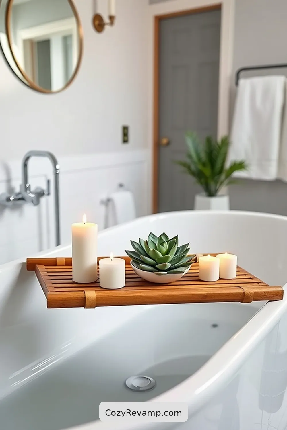 23 Stunning Modern Farmhouse Bathroom Ideas With Bamboo Material 6 Bamboo Bathtub Tray for Relaxation for 23 Stunning Modern Farmhouse Bathroom Ideas With Bamboo Material