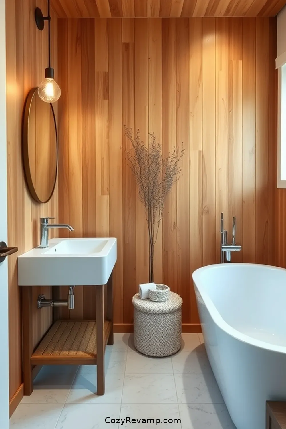 23 Stunning Modern Farmhouse Bathroom Ideas With Bamboo Material 4 Bamboo Wall Panels for Warmth for 23 Stunning Modern Farmhouse Bathroom Ideas With Bamboo Material
