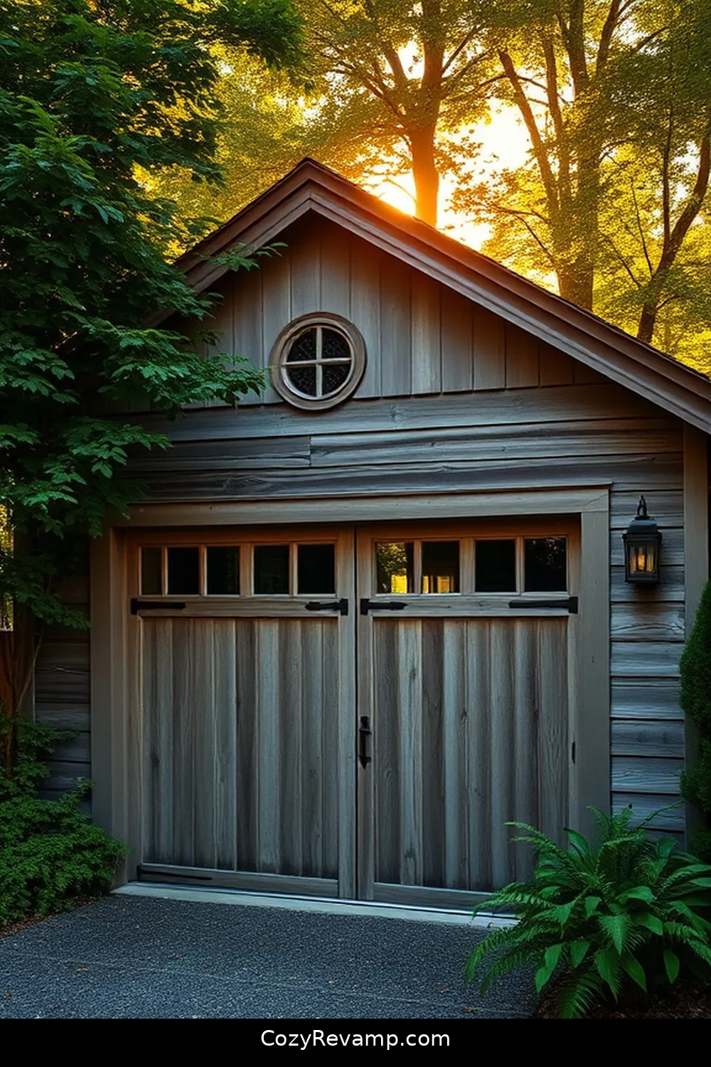 Cozy Cottage Garage With Weathered Wood Siding for 23 Stunning Rustic Garage Designs With Recycled Wood Material
