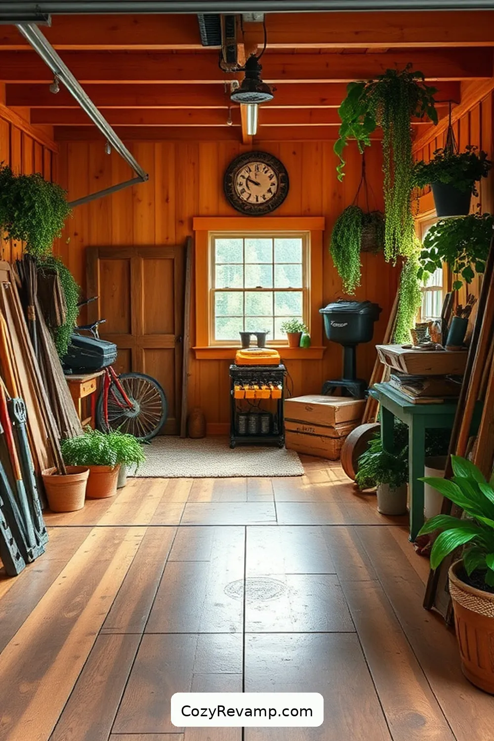 Eco-Friendly Garage With Upcycled Wood Flooring for 23 Stunning Rustic Garage Designs With Recycled Wood Material