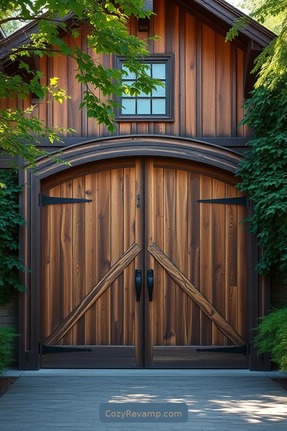 Elegant Rustic Garage With Double Doors for 23 Stunning Rustic Garage Designs With Recycled Wood Material