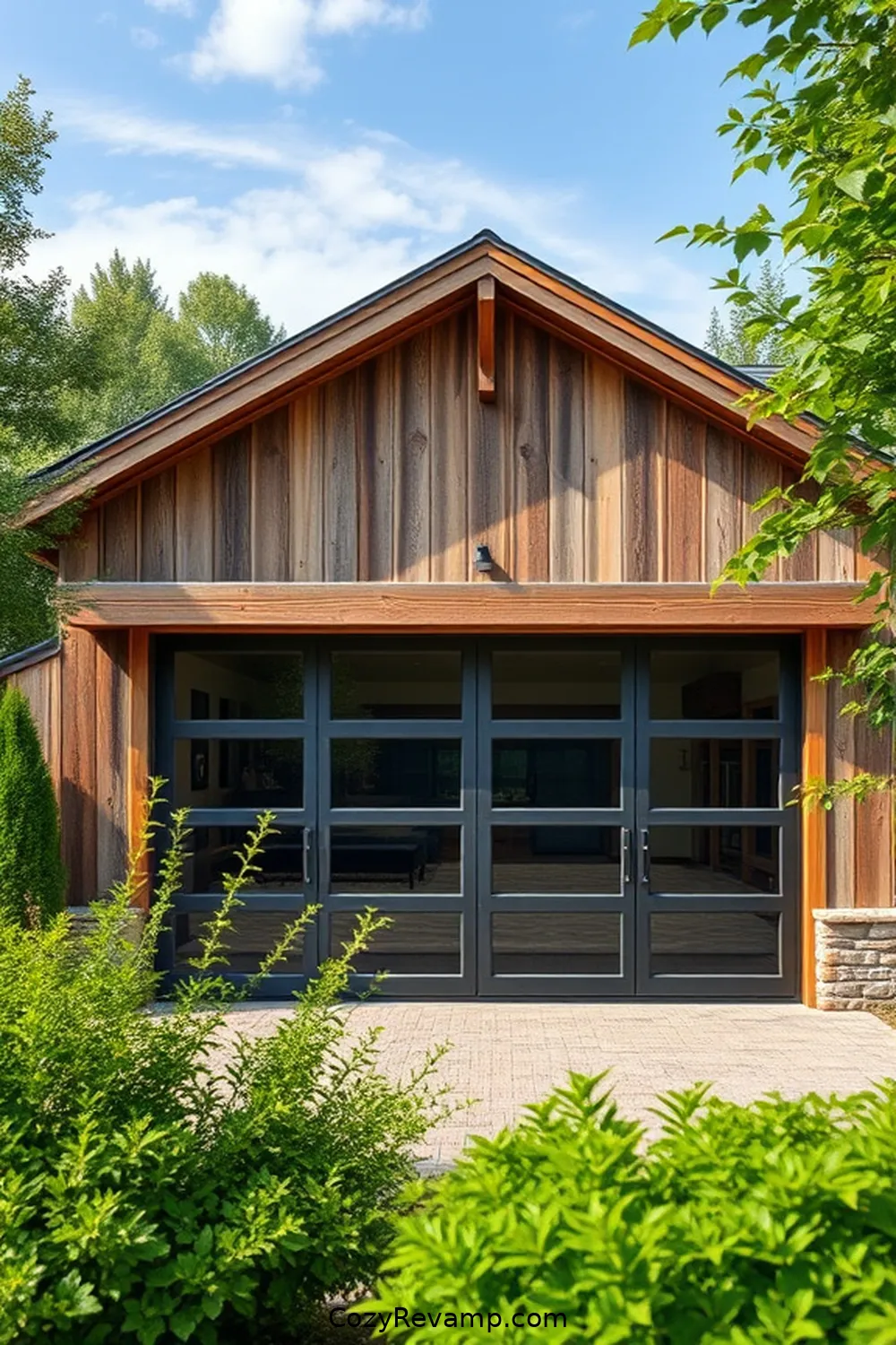 Modern Barn-Style Garage Featuring Salvaged Timber for 23 Stunning Rustic Garage Designs With Recycled Wood Material