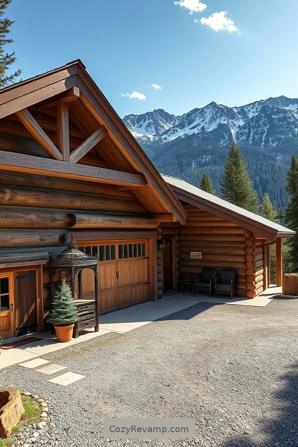 Rustic Mountain Garage With Log Cabin Aesthetic for 23 Stunning Rustic Garage Designs With Recycled Wood Material