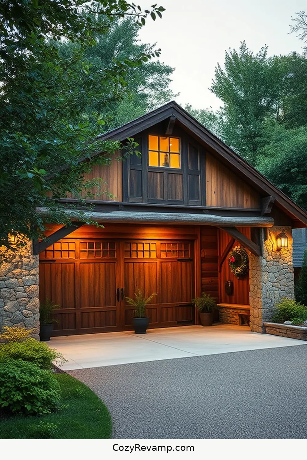 Rustic Retreat Garage With Wood and Stone Combination for 23 Stunning Rustic Garage Designs With Recycled Wood Material