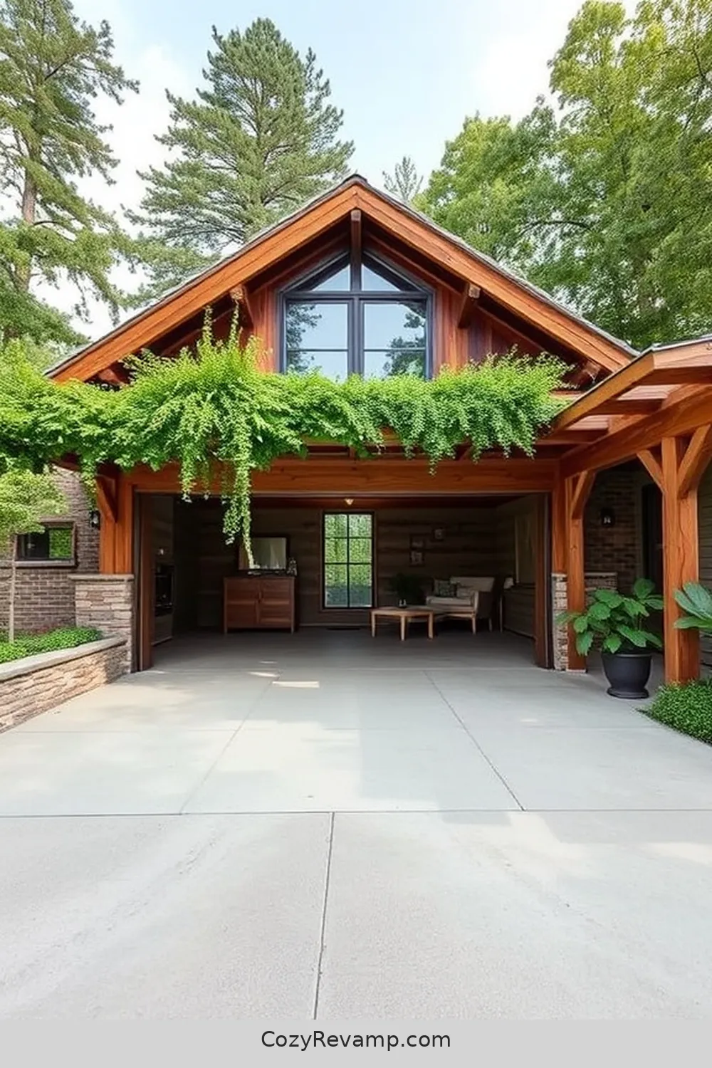 Sustainable Garage With Green Roof and Wood Elements for 23 Stunning Rustic Garage Designs With Recycled Wood Material