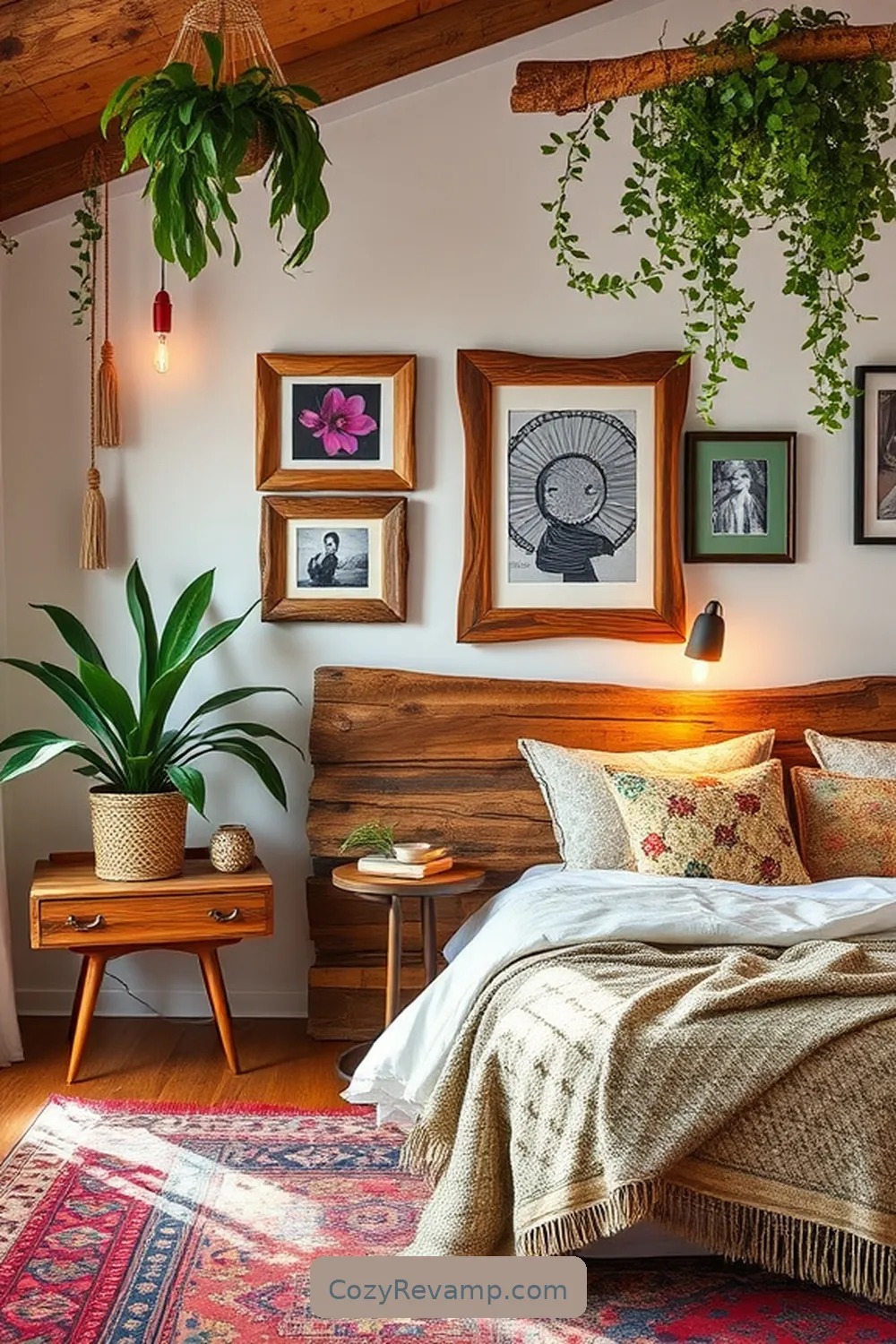 23 Ways to Create a Bohemian Bedroom With Recycled Wood Material 8 DIY Wood Picture Frames for 23 Ways to Create a Bohemian Bedroom With Recycled Wood Material