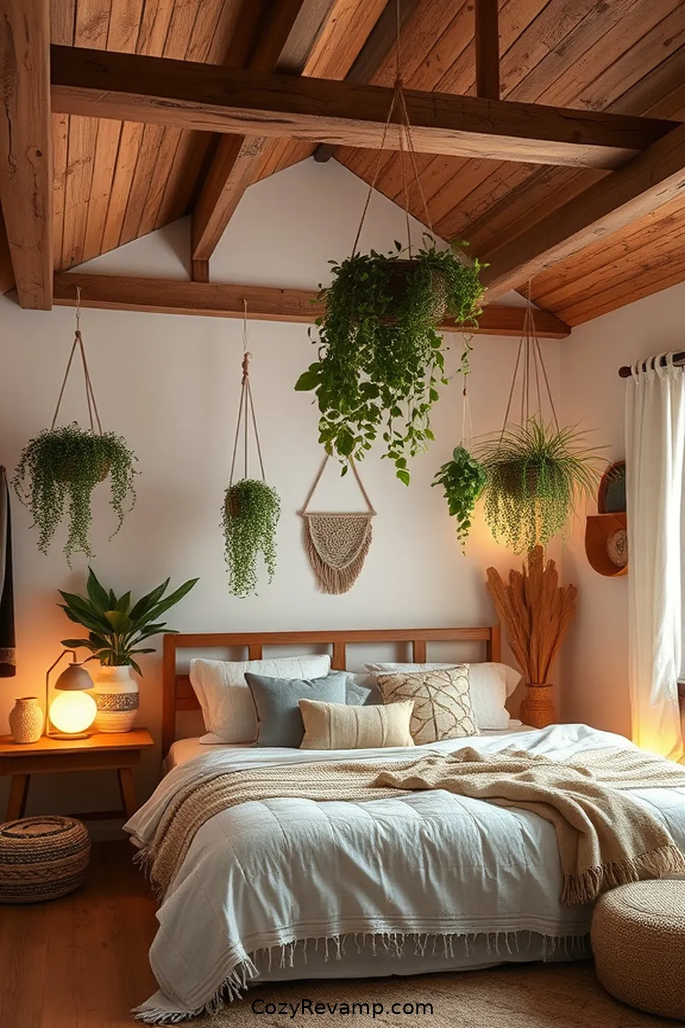 23 Ways to Create a Bohemian Bedroom With Recycled Wood Material 16 Wood Beam Ceiling Accents for 23 Ways to Create a Bohemian Bedroom With Recycled Wood Material