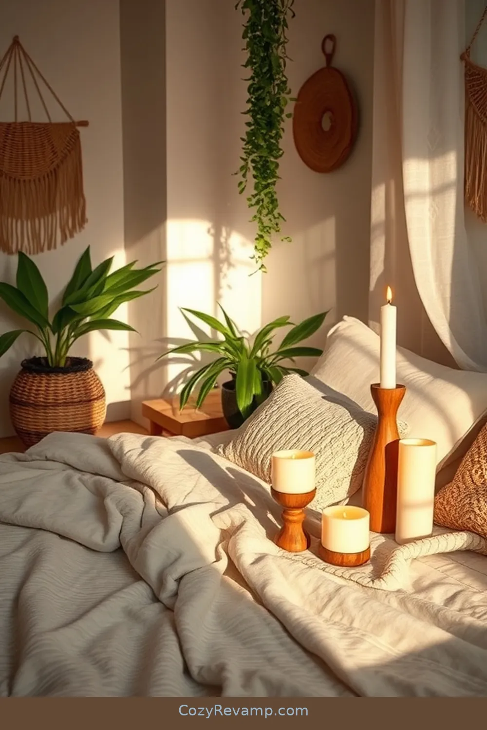 23 Ways to Create a Bohemian Bedroom With Recycled Wood Material 21 Wooden Candle Holders for 23 Ways to Create a Bohemian Bedroom With Recycled Wood Material