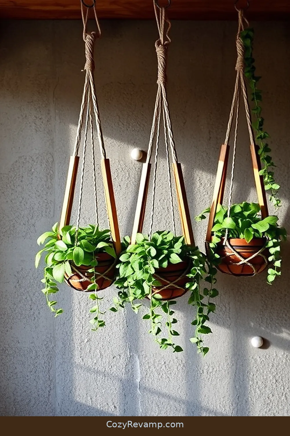 23 Ways to Create a Bohemian Bedroom With Recycled Wood Material 9 Wooden Plant Hangers for 23 Ways to Create a Bohemian Bedroom With Recycled Wood Material