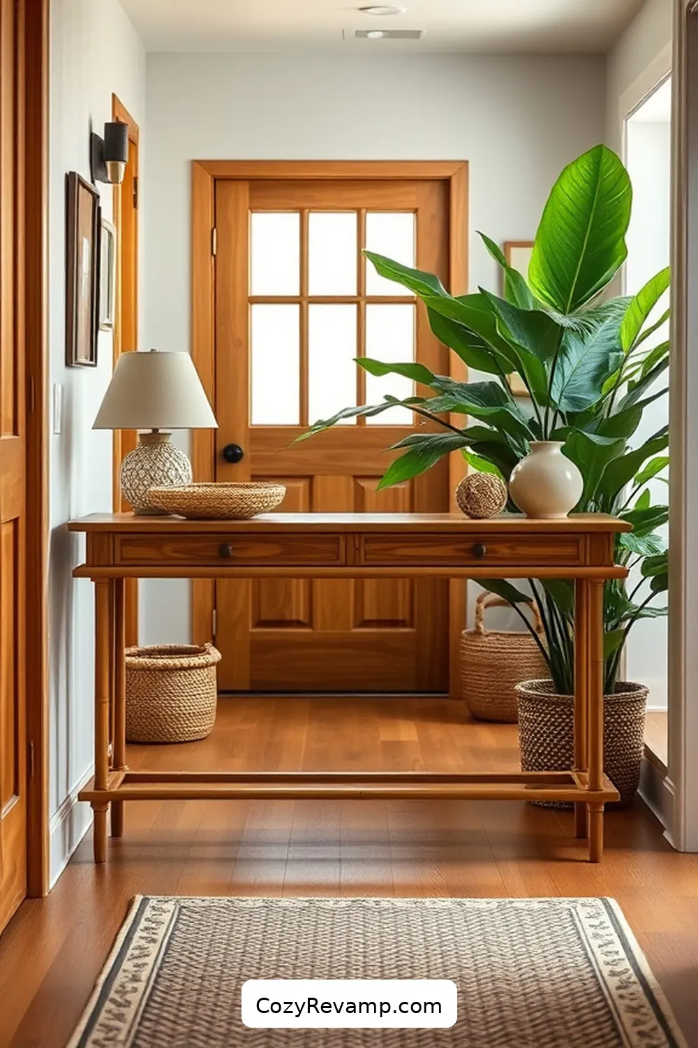 Bamboo Console Tables for a Modern Edge for 24 Design Ideas for a Modern Farmhouse Hallway With Natural Fibers Material