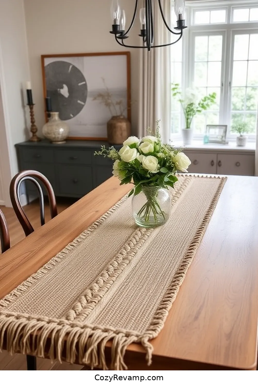 Braided Jute Table Runners for Dining Spaces for 24 Design Ideas for a Modern Farmhouse Hallway With Natural Fibers Material